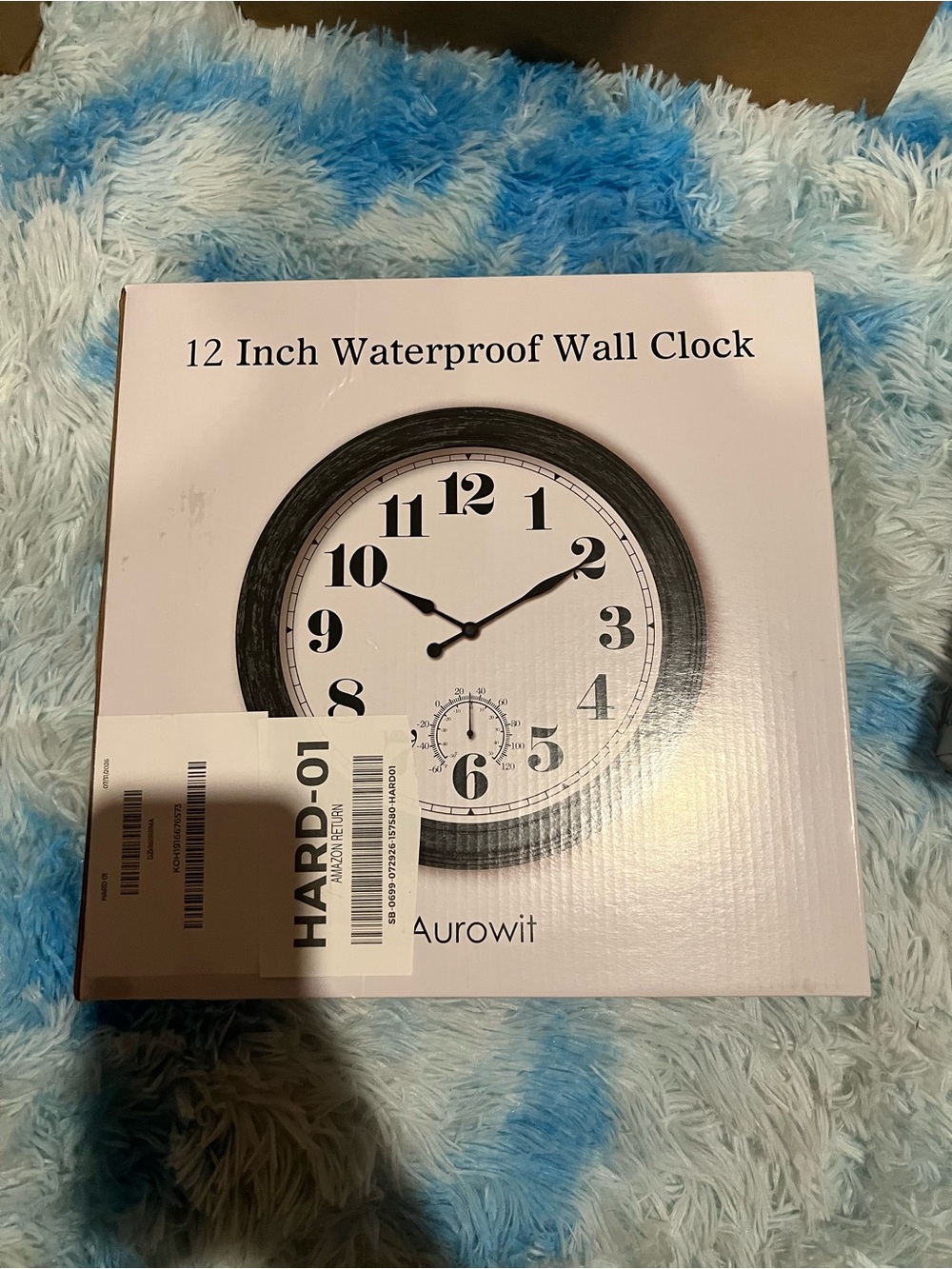 12-Inch Waterproof Wall Clock in Black